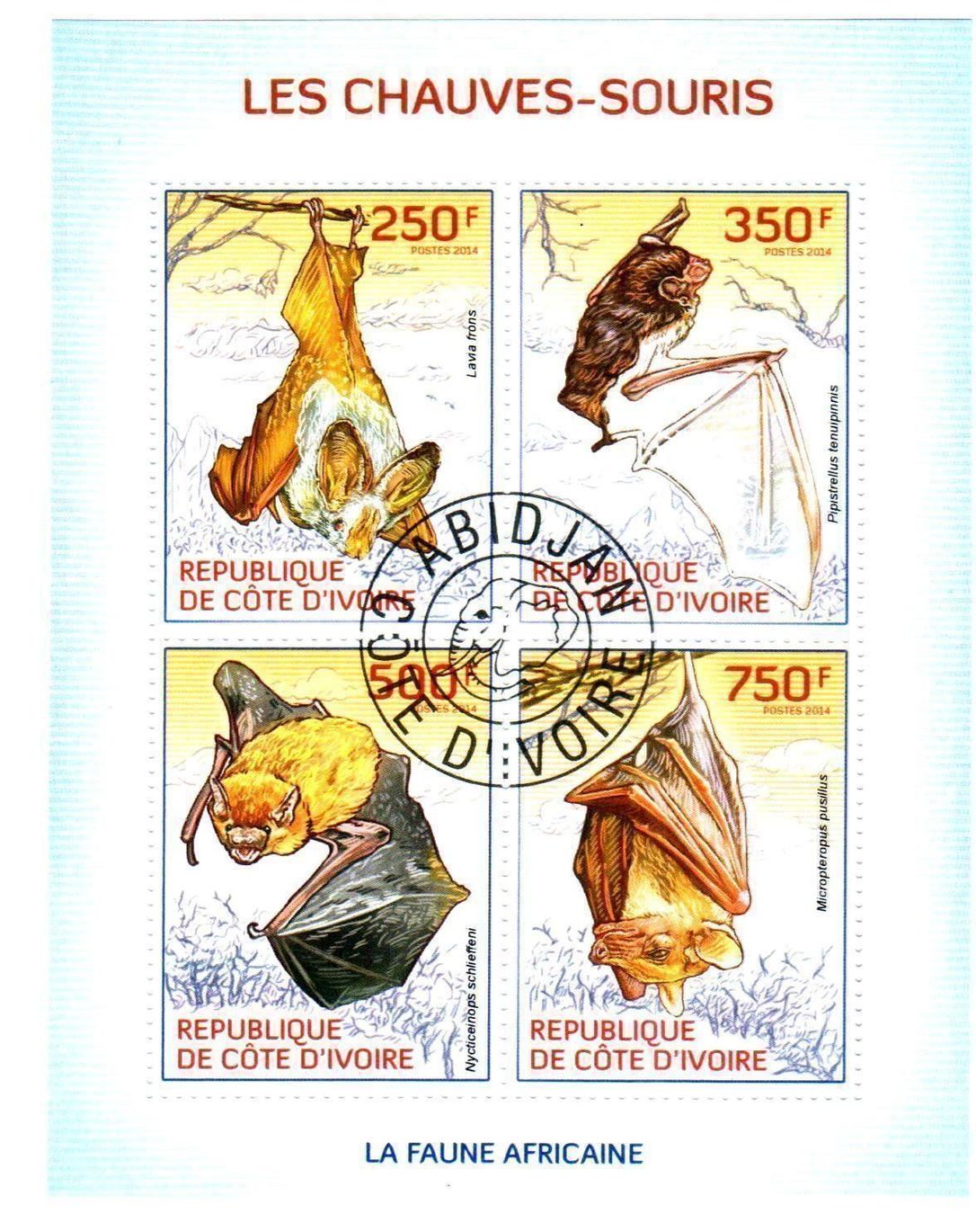 Alle Briefmarken: Block "Fledermäuse". Elfenbeinküste. – Neu und originalverpackt aus Basel von Butsch5