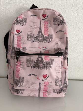 Rucksack rosa mit Paris Motiv