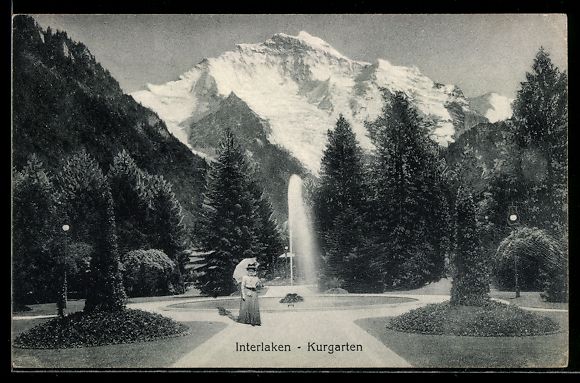 Ansichtskarten: Interlaken, Kurgarten mit Brunnen und Be – Gebraucht aus Berlin von bartko-reher