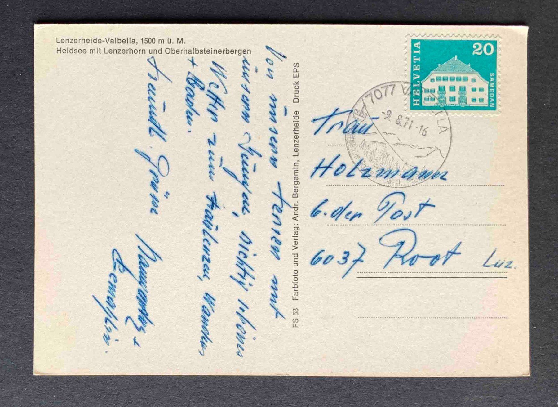 Cartoline postali: AK Lenzerheide Valbella Heidsee mit Lenzhorn – Usato da Goldau venduto da artelier1 1