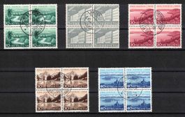 1955 Pro Patria Serie im 4er-Block Nr. B71-B75 mit Zentrum-ʘ