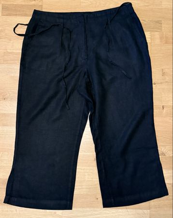 Taifun Leinenhose schwarz Grösse 46 Wide Leg Schnitt, 3/4