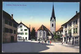 Zollikon, Kirche und Metzgerei Jakob Gei