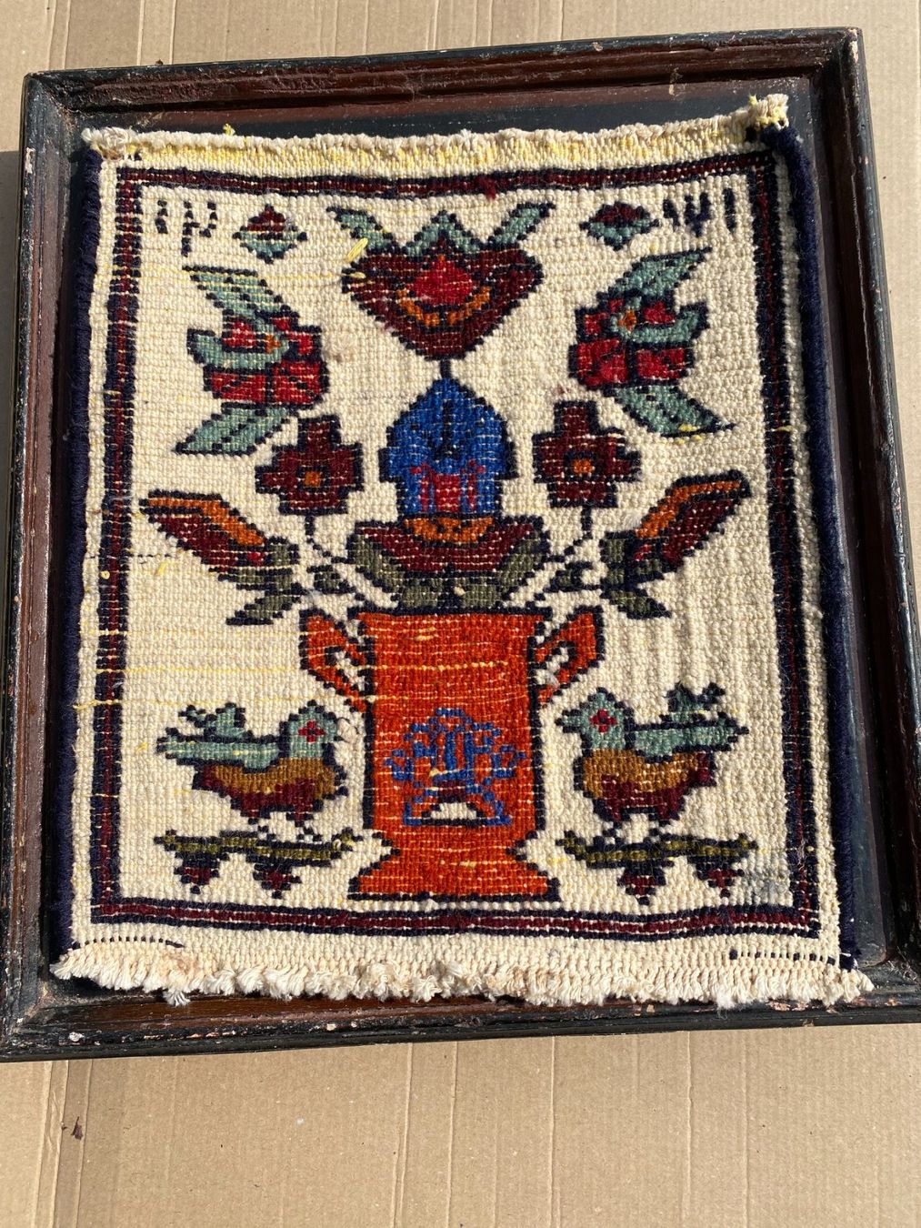 Tappeti: alter Hamadan Teppich 28x23cm mit Rahmen‪ – Usato da Vacallo venduto da cri_229f 3
