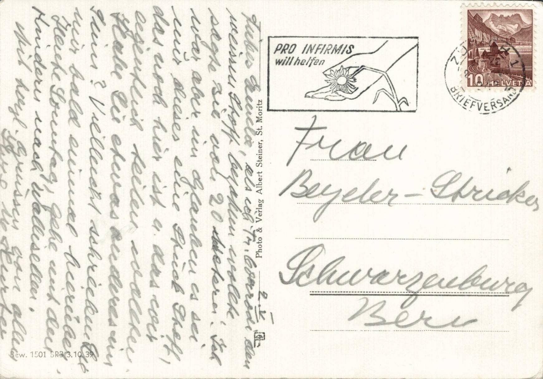 Cartes postales: Originale Vintage Ansichtskarte St. Moritz, BRB 1939 – D'occasion à Luzern par Kartenansicht 1