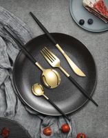 Goldenes Besteck-Set, 4-teilig, Edelstahl, 24 Stück