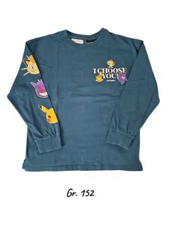 Langarmshirt Gr. 152 Pokémon blau mit Print guter Zustand