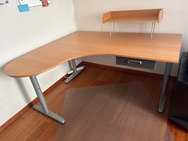 Eckschreibtisch Ikea Galant höhenverstellbar Holzoptik