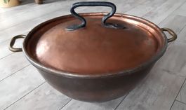 Wunderbare grosse Kupferschale /Topf mit Deckel