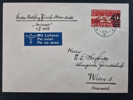 Erster Swissair Flug Zürich - Wien RF 37.3a, KP 195.--