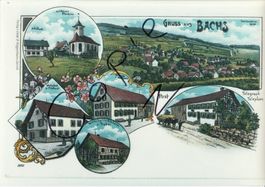 Gruss aus Bachs - (AK Lithoansicht um 1900 im Form. A4)