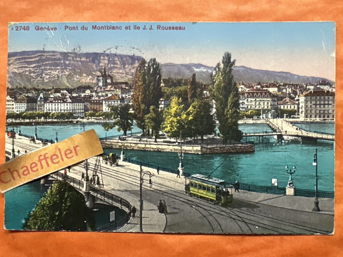 Ansichtskarten: Alte Ansichtskarte Genf - Pont du Mont-Blanc, 1919 – Defekt aus Zürich von Chaeffeler
