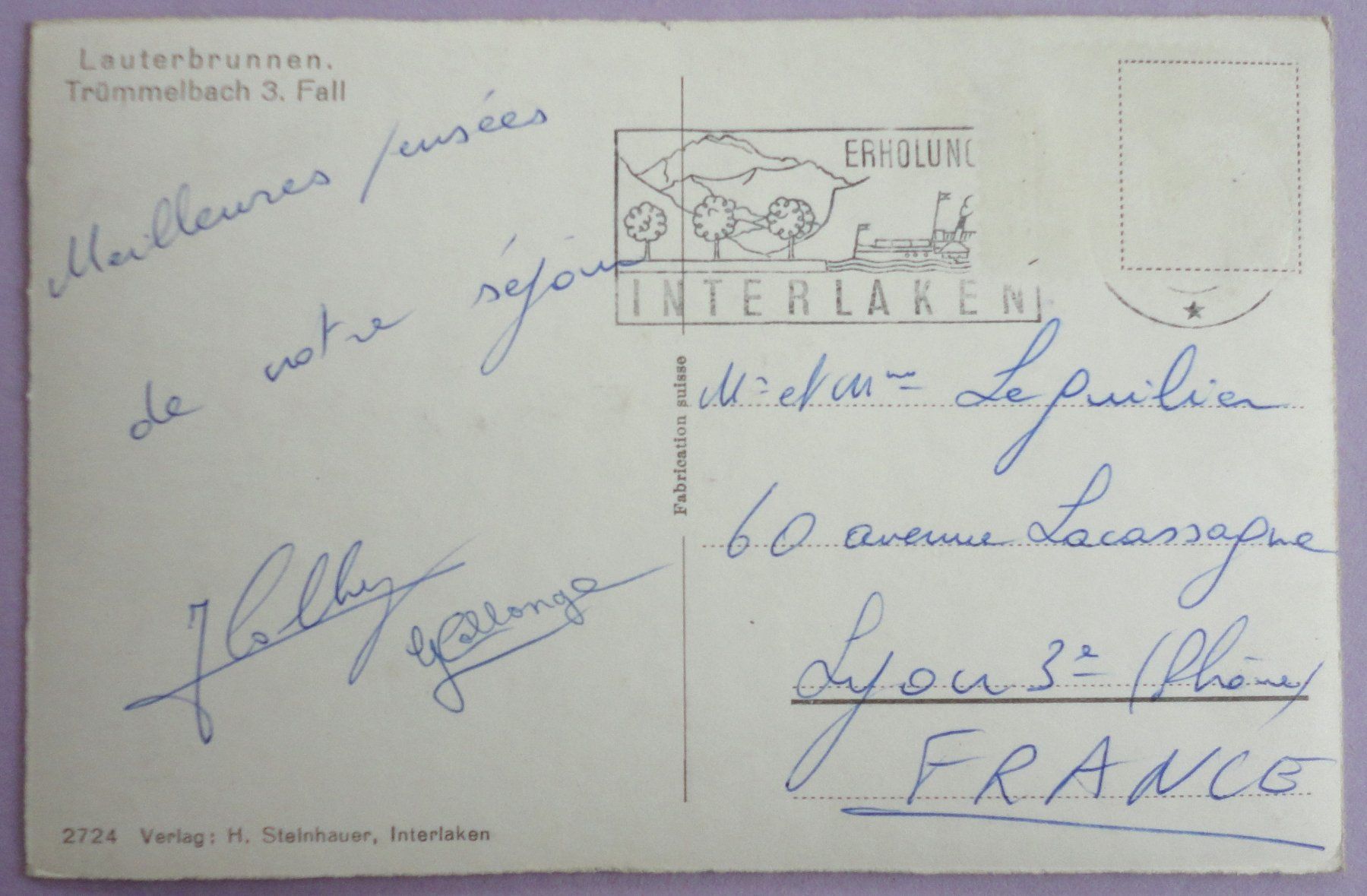Cartoline postali: Lauterbrunnen, Trümmelbach 3. Fall – Difettoso da Fétigny venduto da Billy2miny 1