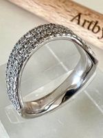 925 Silberring geschwungen mit Pavé-Zirkonia  Gr. 52