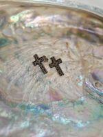 Kreuz Ohrstecker, Silber, neuwertig