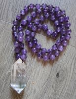 Neu: Mega Bergkristall Amethyst Kette Collier 68 cm lang