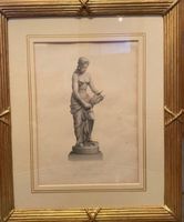 Stampa raffigurante una statua neoclassica di Saffo