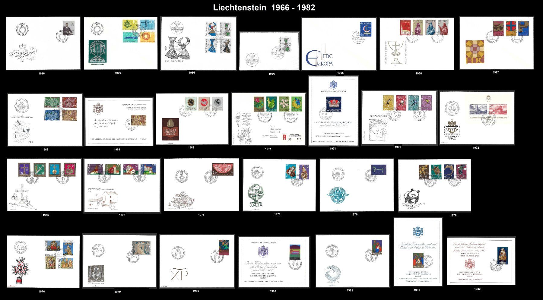 Tutti i francobolli: Liechtenstein 1966 – 1982, 27 Briefe/Karten – Usato da Baar venduto da W47