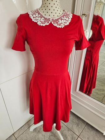 Kleid Rot Dorothy Perkins mit Spitzenkragen Gr. 38