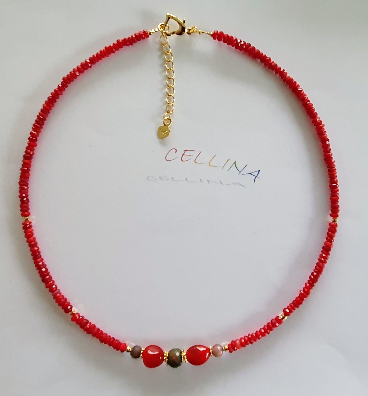 Catenine: Red Fire Opal Halskette 91-OP – Nuovo e nell'imballaggio originale da Luzern venduto da Cellina1 1
