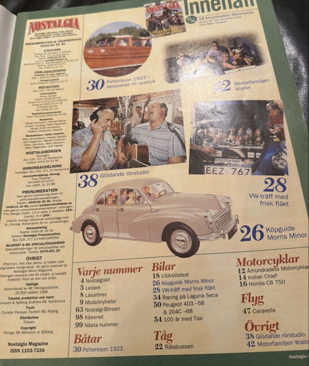 Riviste & Magazine: Nostalgia/ Schwedische Oldtimerzeitschrift 1999 – Usato da hunzenschwil venduto da Oldipark 1