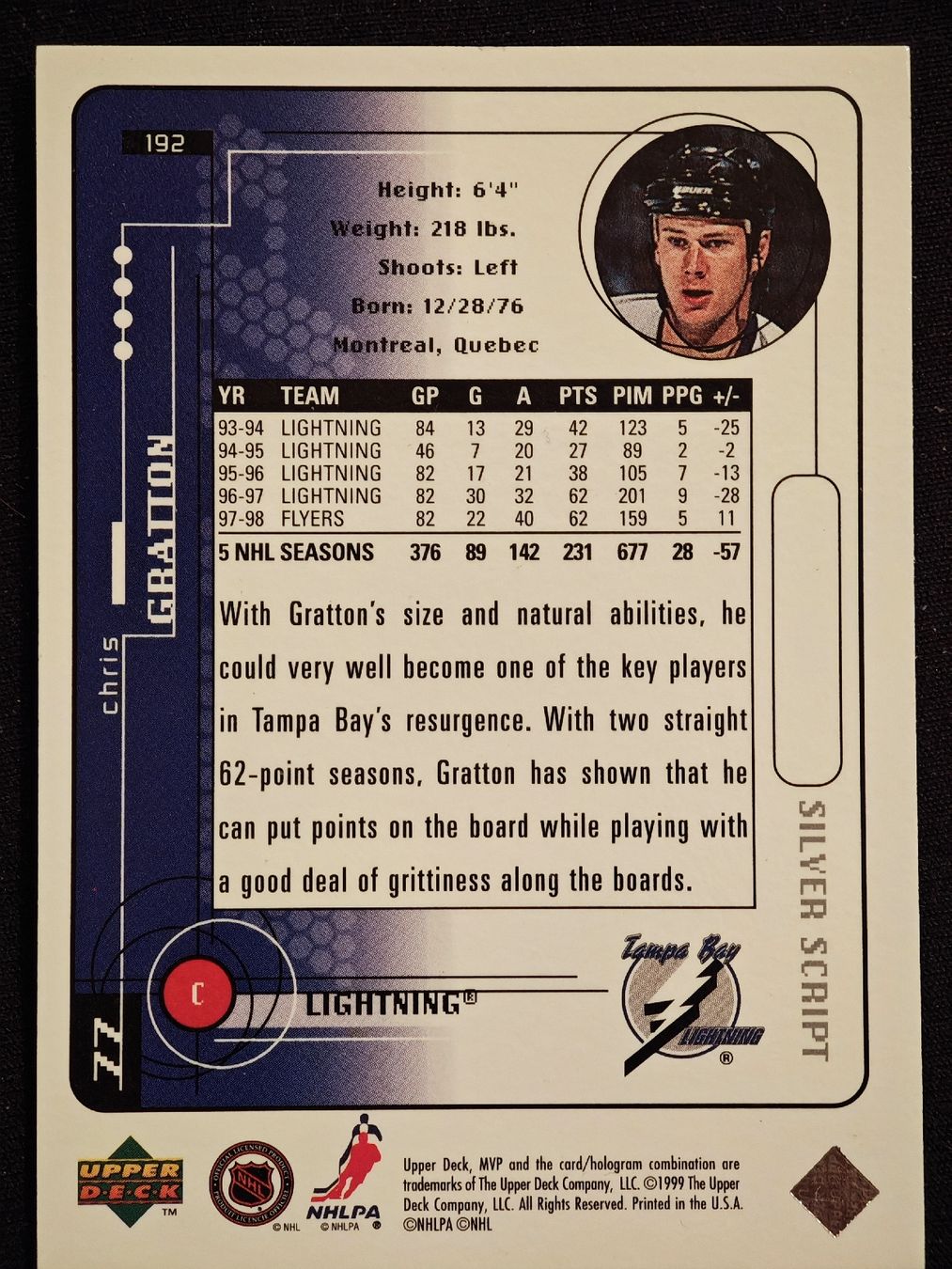 NHL Carte collezionabili: Chris Gratton 1998-99 UD MVP Silver Script #77 NHL – Usato da Dübendorf venduto da KB85_STORE 1