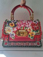 Dolce & Gabbana Red Floral Crystals Shoulder Borse