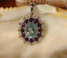 ST.S 925° KETTE/ANHÄNGER ECHTTOPAZ,AMETHYST.4,5 Carat 2PUNZE
