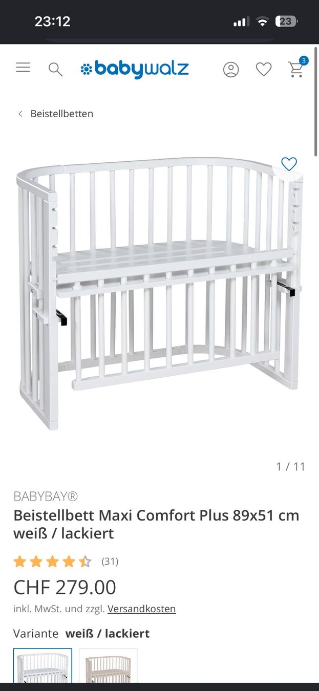 Babybay Letti: Babybay Beistellbett mit Rollen – Nuovo (secondo la descrizione) da Wölflinswil venduto da ale_km7m