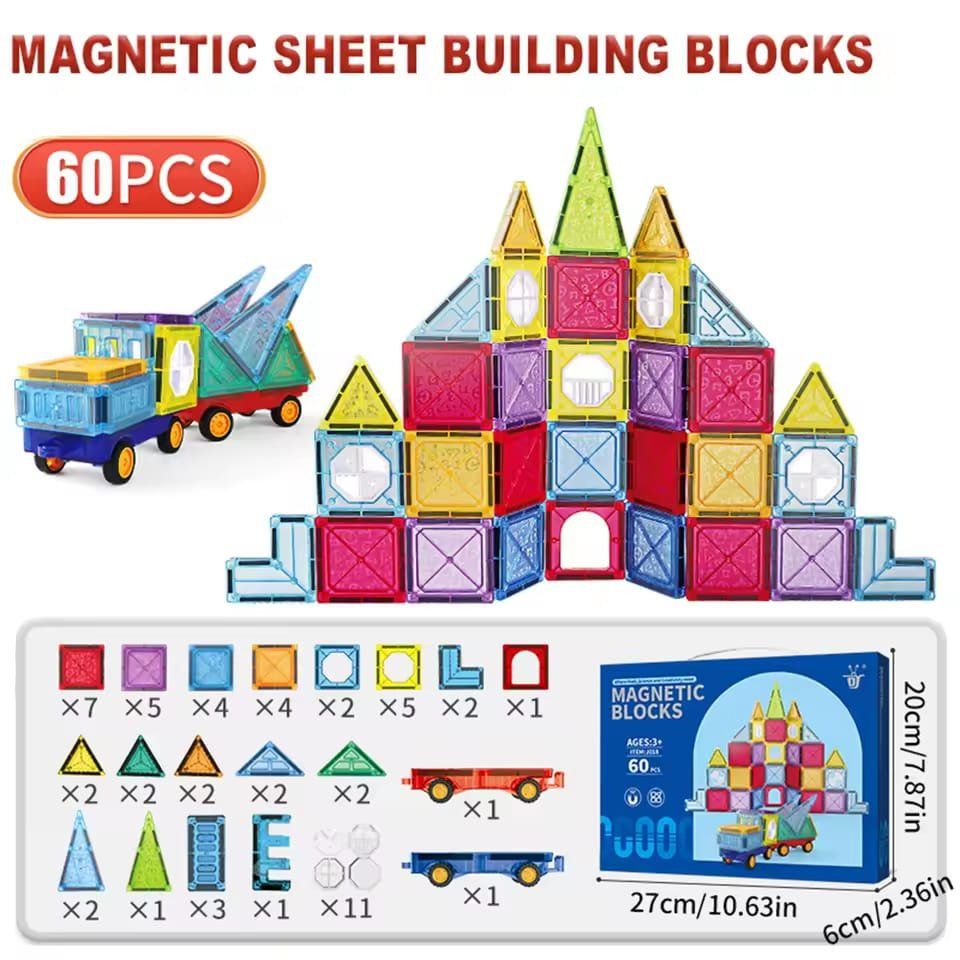 Kit di costruzioni: Neu Magnetic Building Puzzle -60 pcs – Nuovo (secondo la descrizione) da Glattbrugg venduto da ann_hy2y