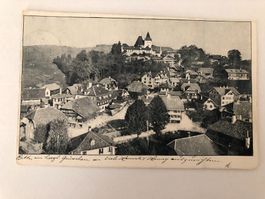 Alte Ansichtskarte Worb Stalden und Schloss 1906
