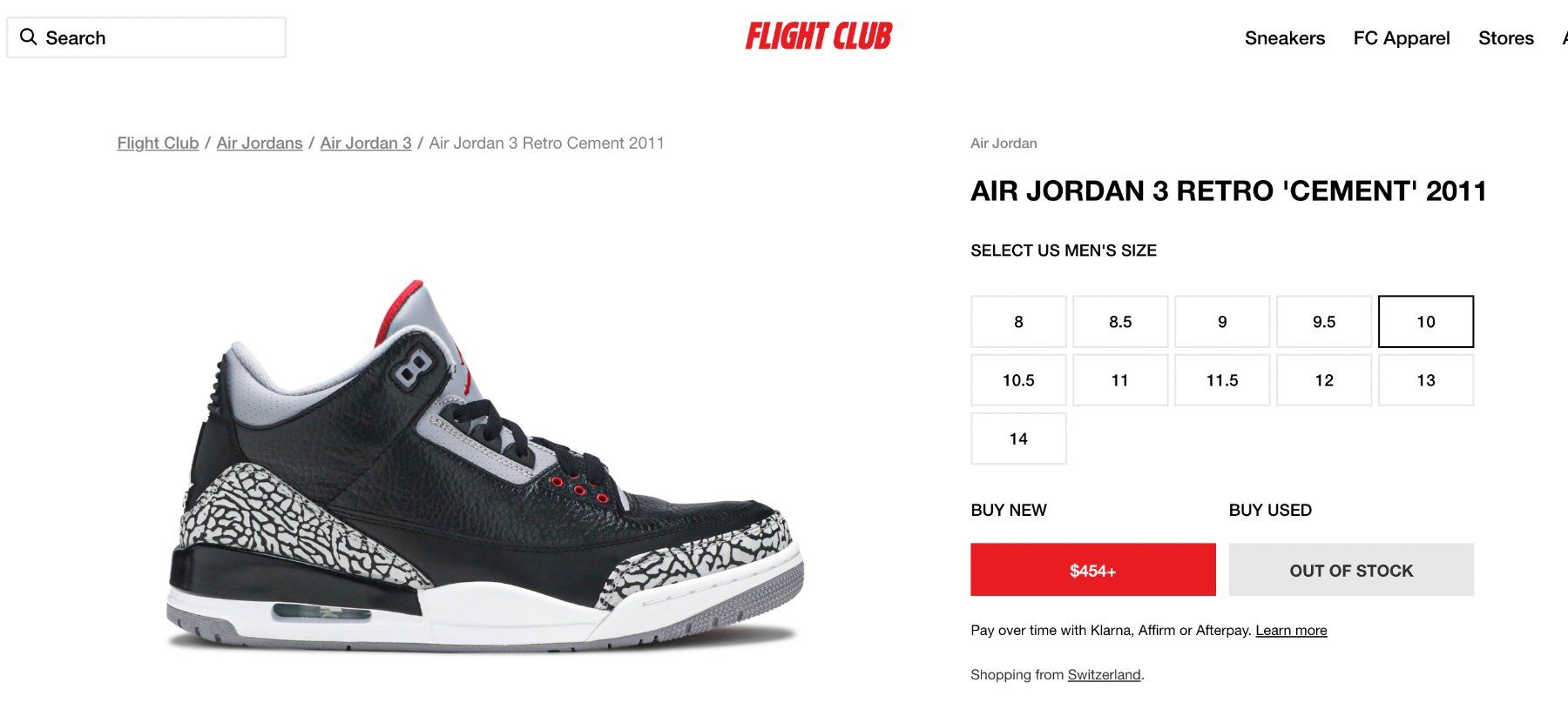 Jordan Scarpe da uomo: Jordan 3 "cement black" 2011 – Usato da Basel venduto da cielHiro 7