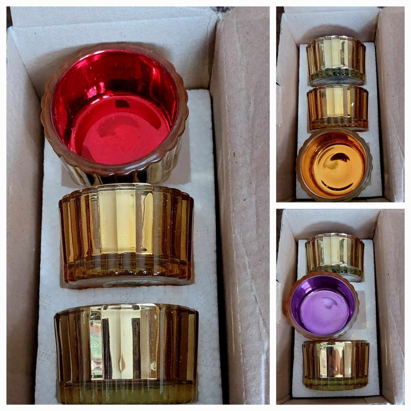 Tutte le decorazioni: Drei Teelichtgläser Set bunt metallic – Nuovo (secondo la descrizione) da Oberstocken venduto da Paemi