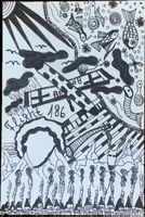 Flight 186, C. Steffen, Orig. Zeichnung a. Karte, Art Brut