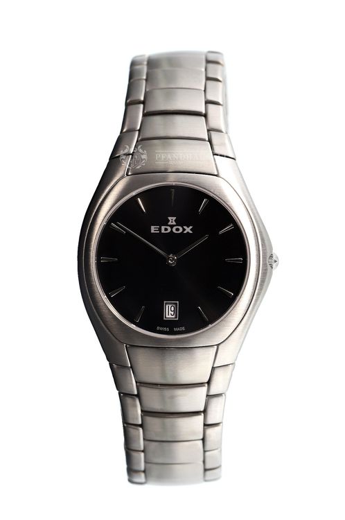 Edox Les Bémonts Ultra Slim Herrenuhr Schwarz NEU 1