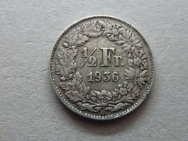 1/2 Fr.  1936 rar nur 0,40 Mio. Exemplare