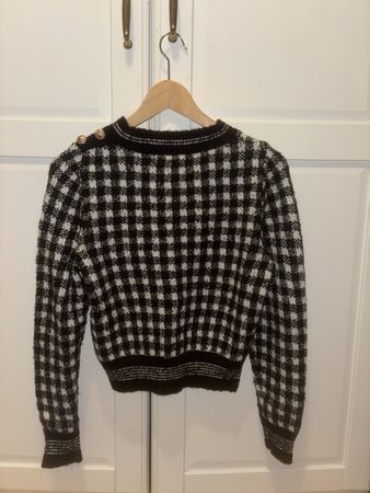 Damen Pullover Karomuster Schwarz Weiss Grösse S guter Zusta