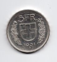 (589) Schweiz, 5 Franken 1931, 13*, fast stgl