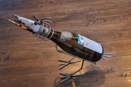 Witziger Flaschenhalter Vogel aus Metall - Handmade