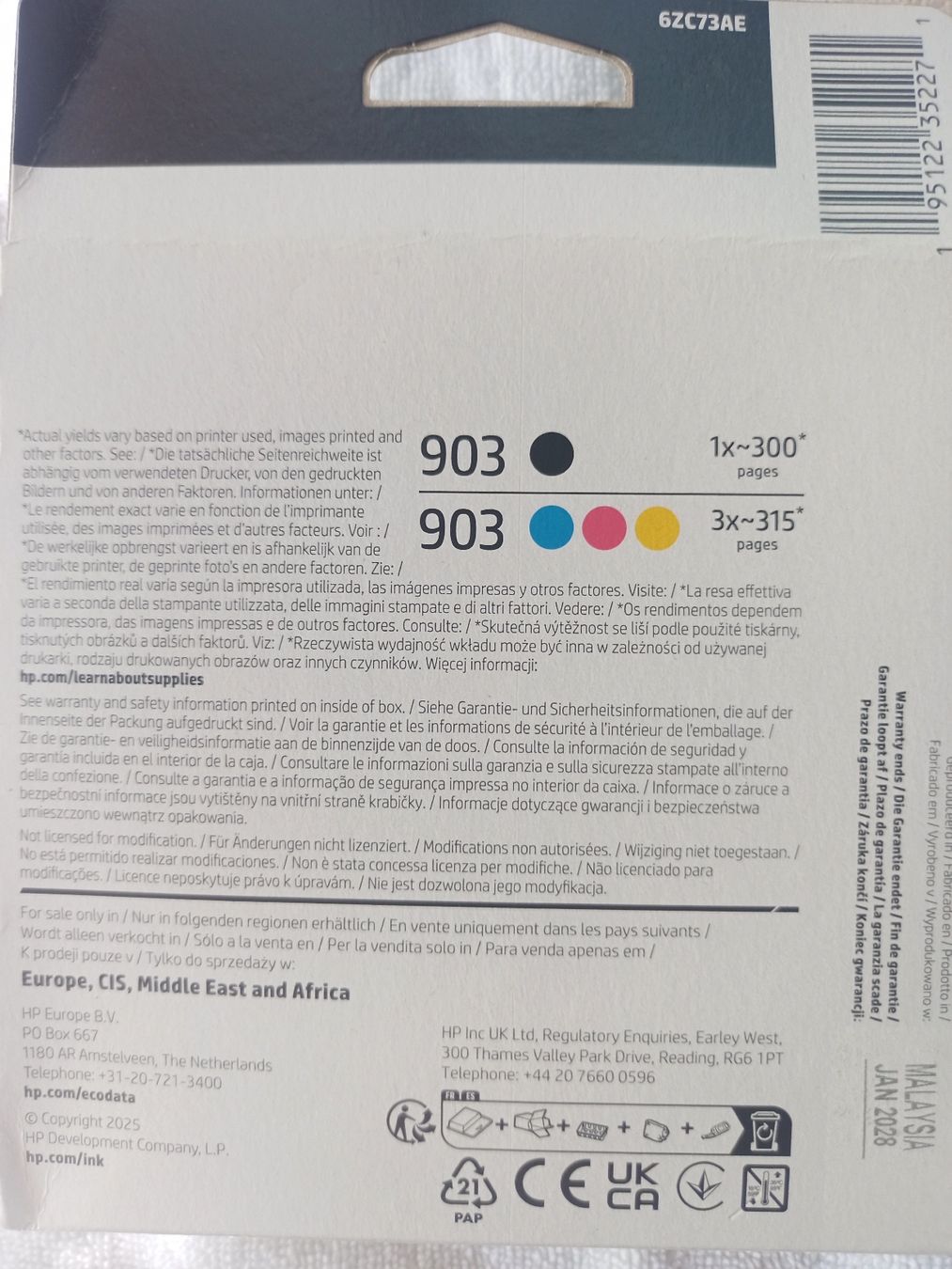 Cartucce per stampanti & toner: HP Drucker Patronen 4 Farben 903 – Nuovo e nell'imballaggio originale da Winterthur venduto da mal_k2wv 1