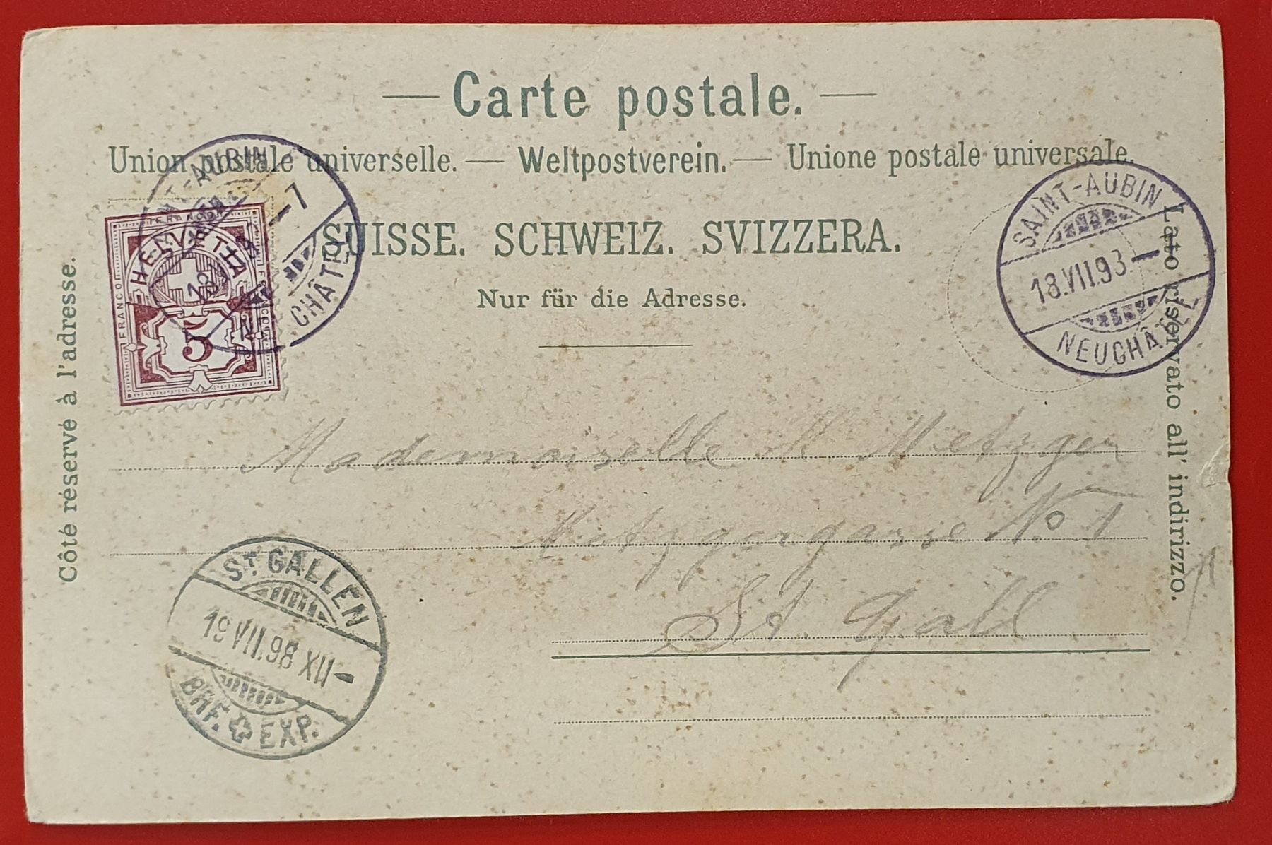 Ansichtskarten: St. Aubin 1898 – Gebraucht aus Kreuzlingen von Rschweiz1 1