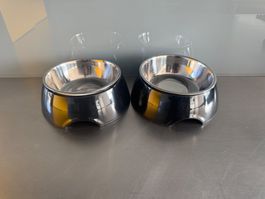 2er Set Hundenäpfe aus Edelstahl & Bakelit, gebraucht