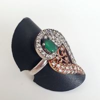 Vintage  Ring aus 925er Silber mit grünem Stein Gr. 18,5 mm