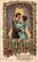 Präge-Litho mit Liebespaar
