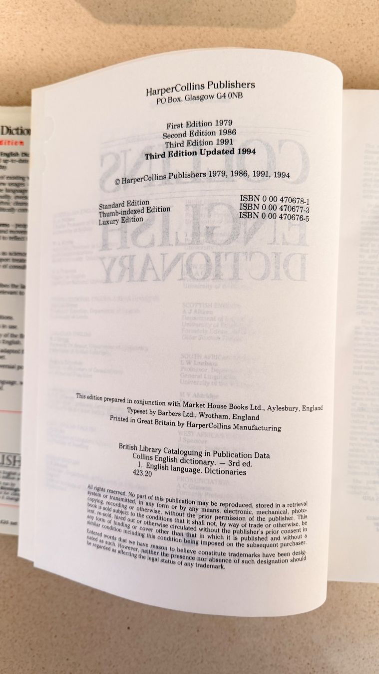 Libri: Collins - Large English Dictionary  1994 – Usato da Würenlos venduto da JRP_71 3