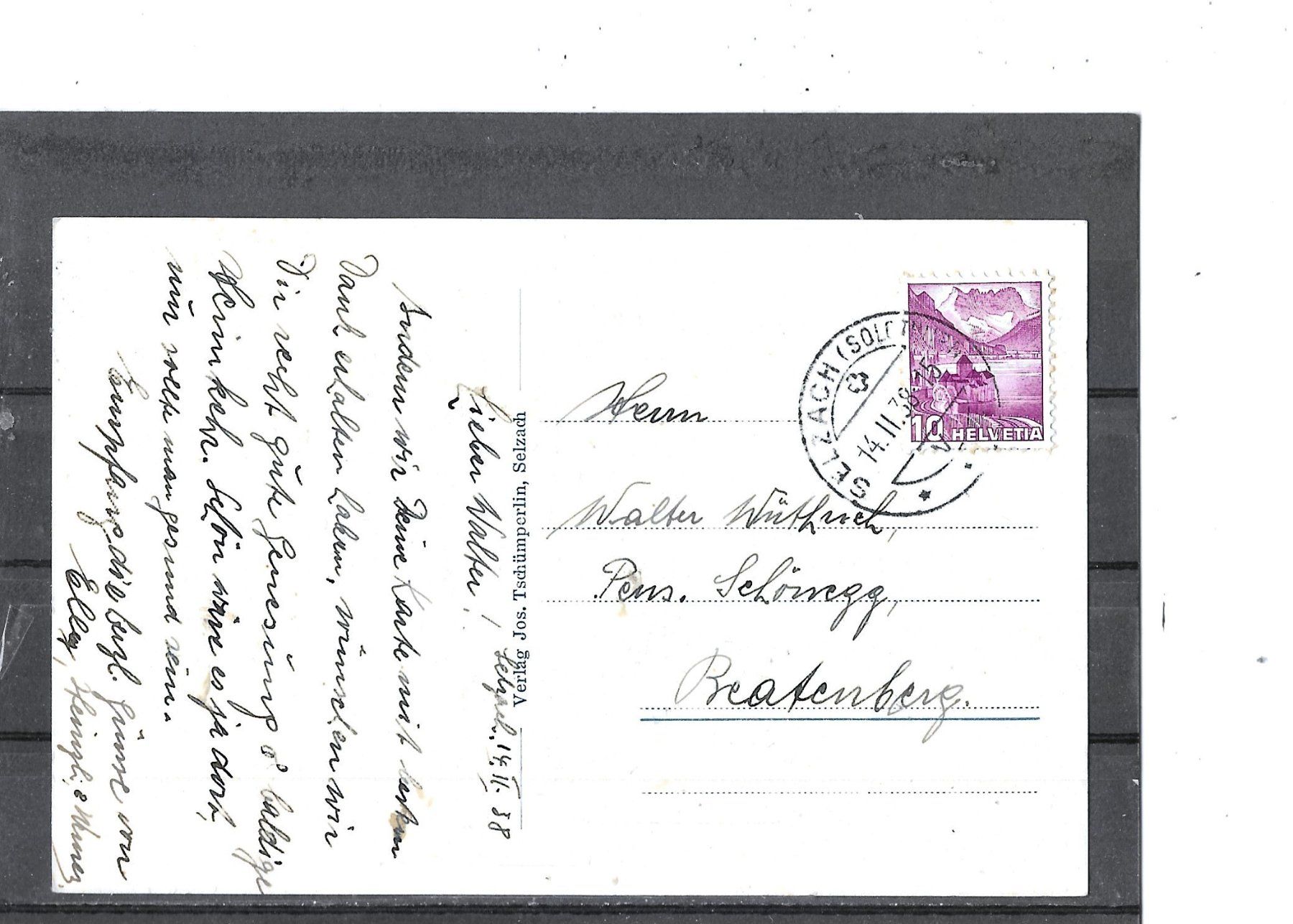 Ansichtskarten: SO Selzach 1938 – Gebraucht aus Schocherswil von Wilare 1