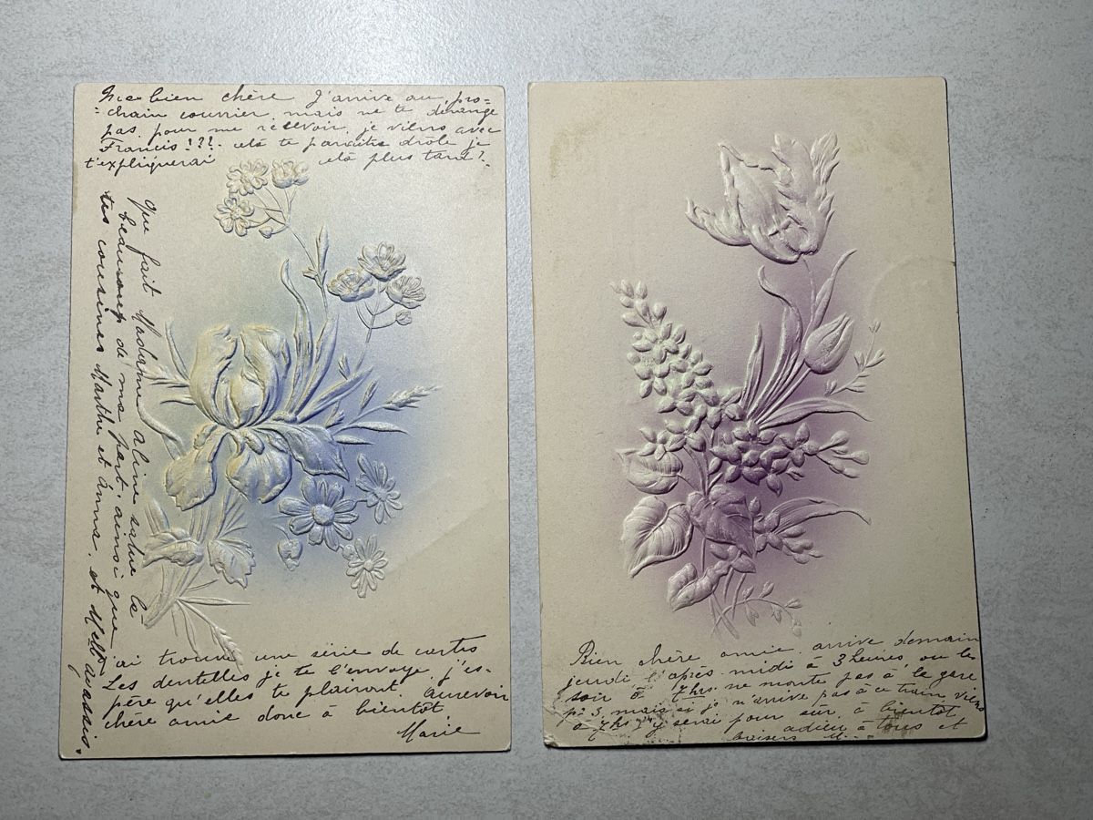 Ansichtskarten: 2 Grusskarten, Blumengrüsse, Vintage, – Gebraucht aus Strengelbach von Aschatan5