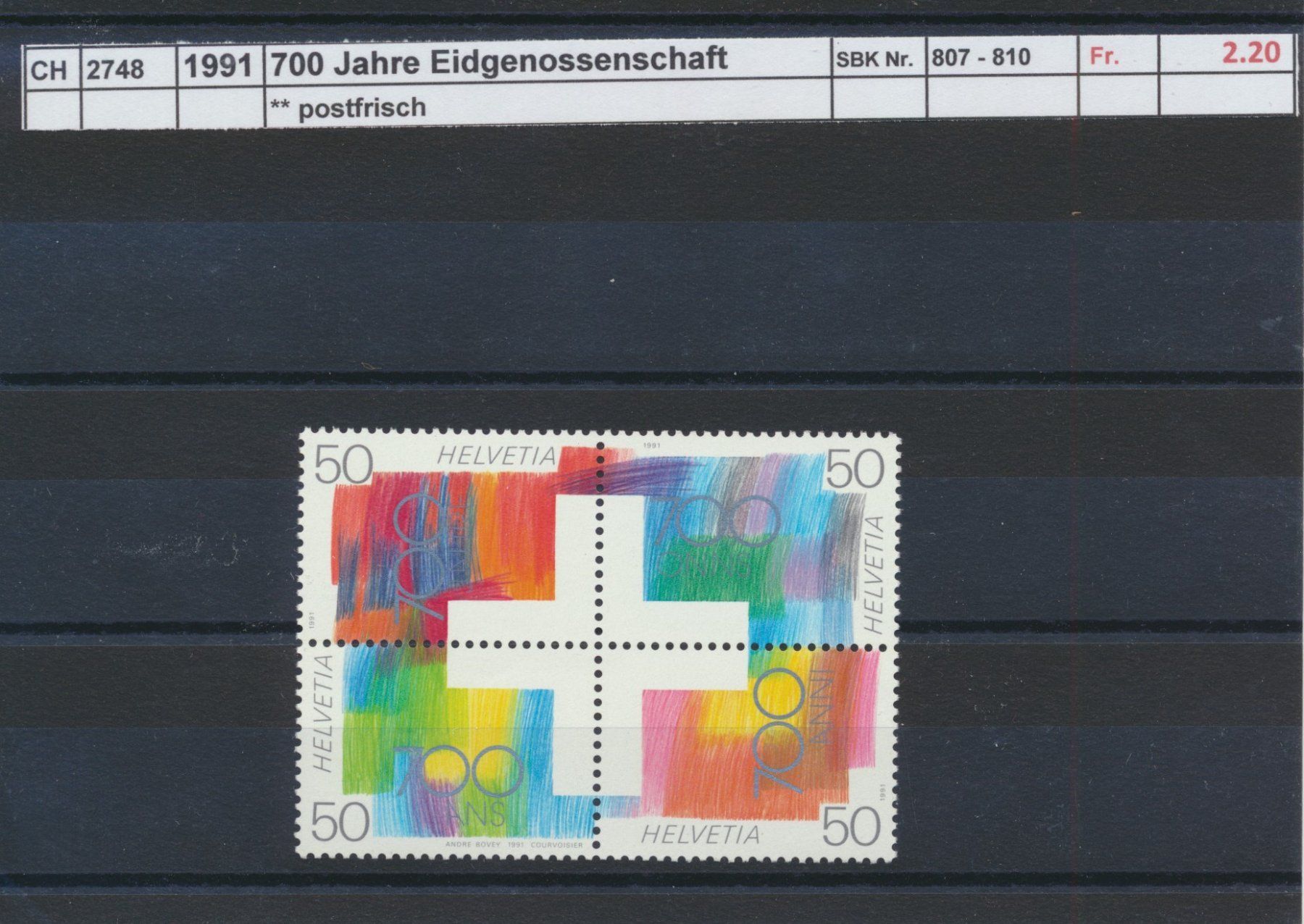 Alle Briefmarken: 1991 "700 Jahre Eidgenossenschaft", ** postfrisch – Neu (gemäss Beschreibung) aus Winterthur von Zupogeru