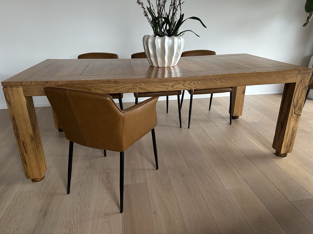 Pfister Tables: Solid Wood Dining Table Oak Brown 220x100x81/75cm – D'occasion à Obfelden par Luzerner01