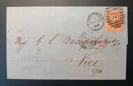 ENGLAND, PD - Faltbrief aus London nach Nizza 1868